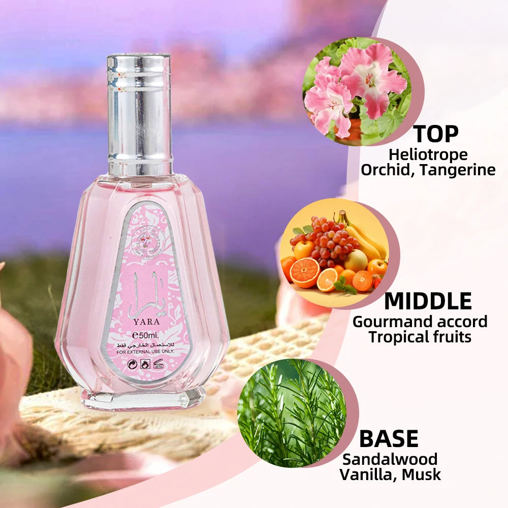 50ML Lattafa Ard Al Zaafaran Yara For Women Eau de Parfum Spray High Quality Men's Women's Long-lasting Pheromones Perfumes Gift